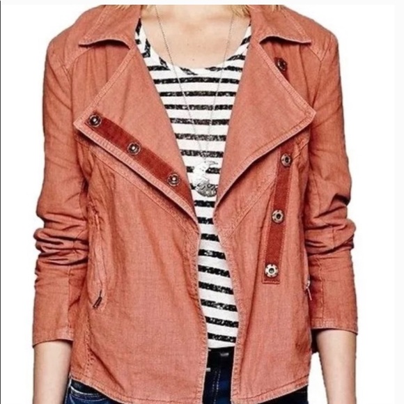 Free People Jackets & Blazers - Free People rosewood linen moto jacket